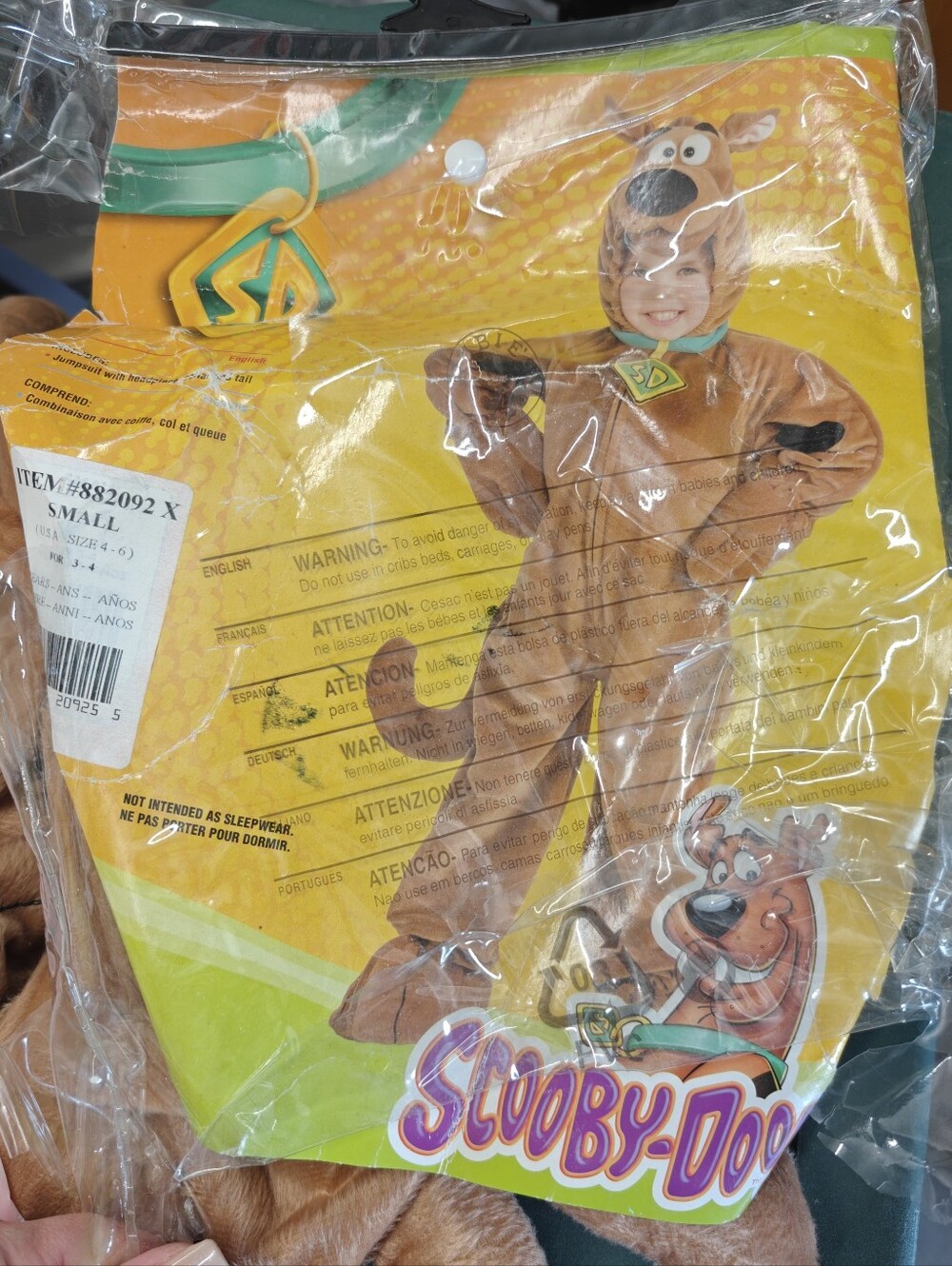Rubie's Deluxe Plush Child Scooby-Doo Costume (Item #882092) size Small (4-6)